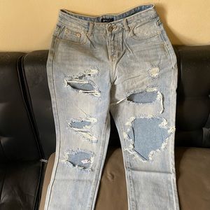 Nasty Gal High Waisted Distressed Jeans